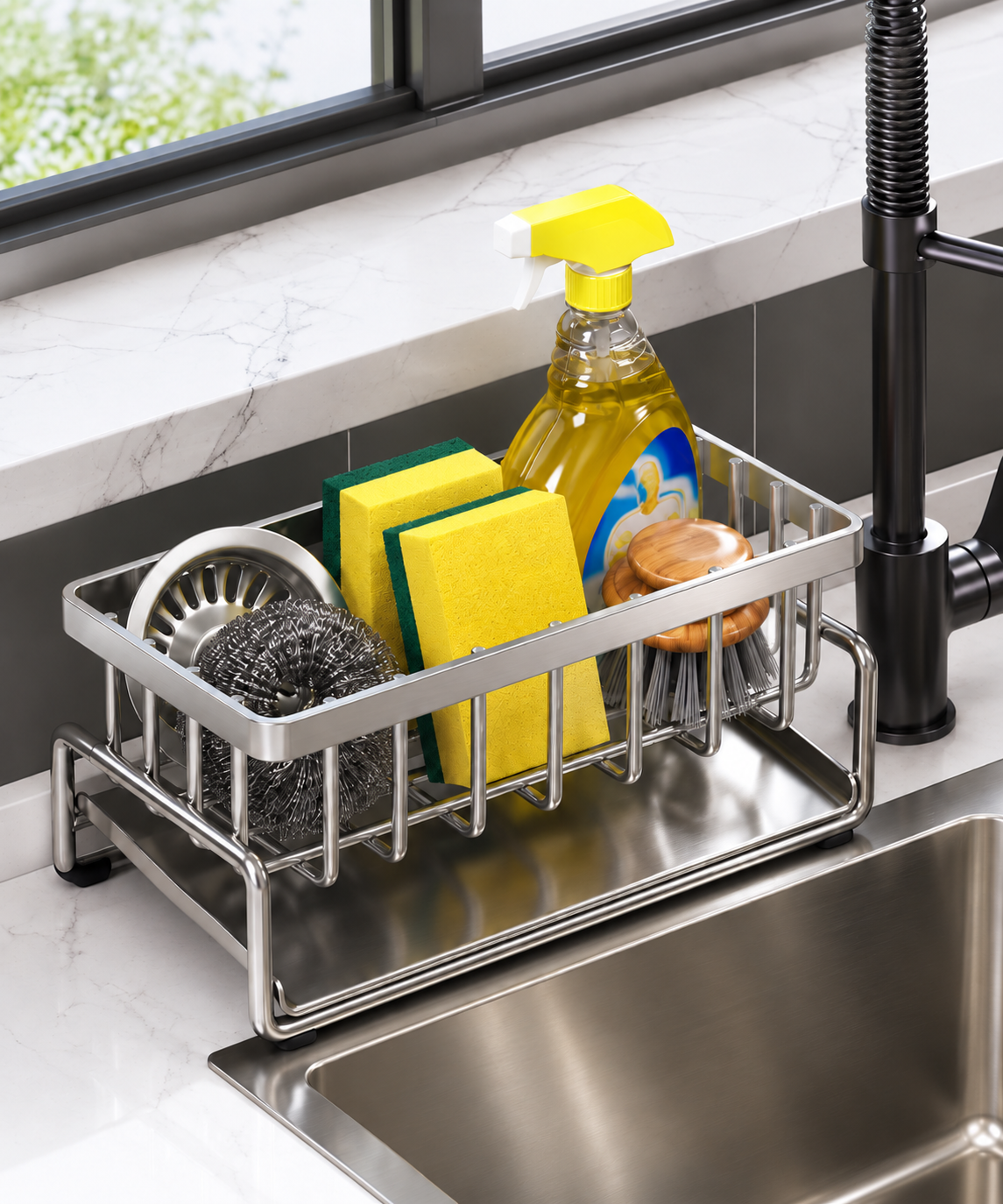 Stainless Steel Sink Organizer with Drain Tray