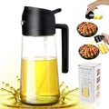 2-in-1 Olive Oil Dispenser & Fine Mist Sprayer – 470ml Glass Bottle for Cooking, Air Fryer & Salad